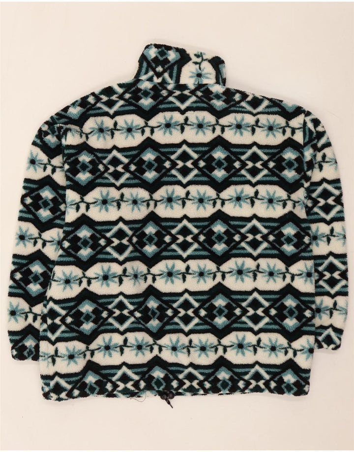Giacca in pile da uomo VINTAGE UK 40 grande blu geometrico