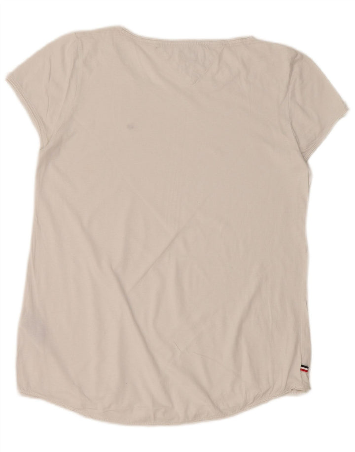 TOMMY HILFIGER T-shirt da donna Top UK 14 cotone bianco medio