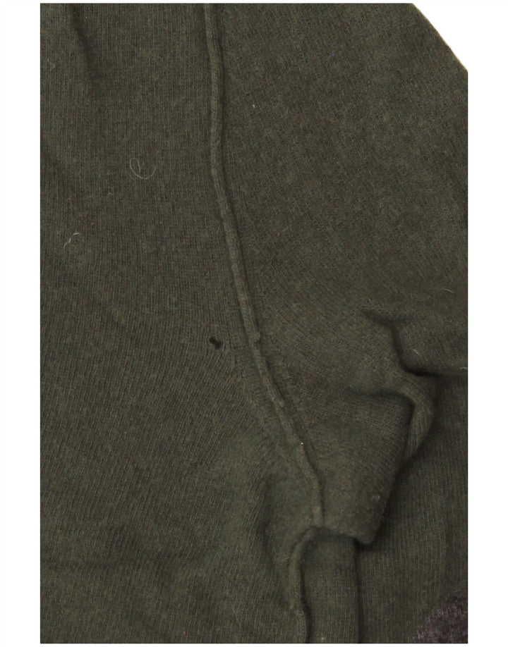 WOOLRICH Maglione girocollo da donna UK 14 Lana kaki media