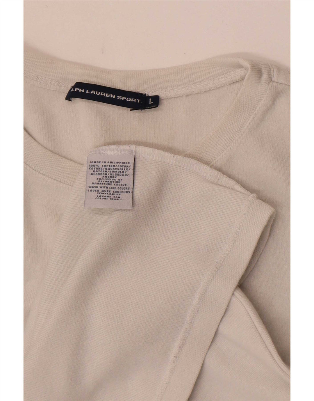 Top da donna a maniche lunghe Ralph Lauren UK 14 grande cotone bianco