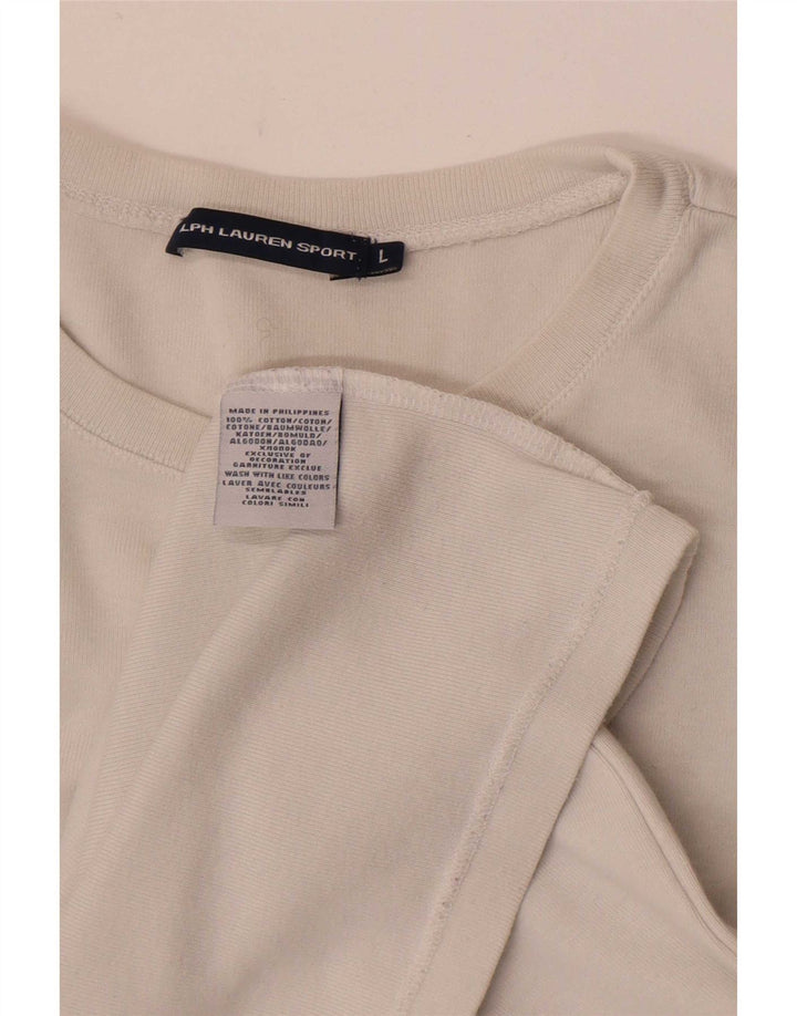 Top da donna a maniche lunghe Ralph Lauren UK 14 grande cotone bianco