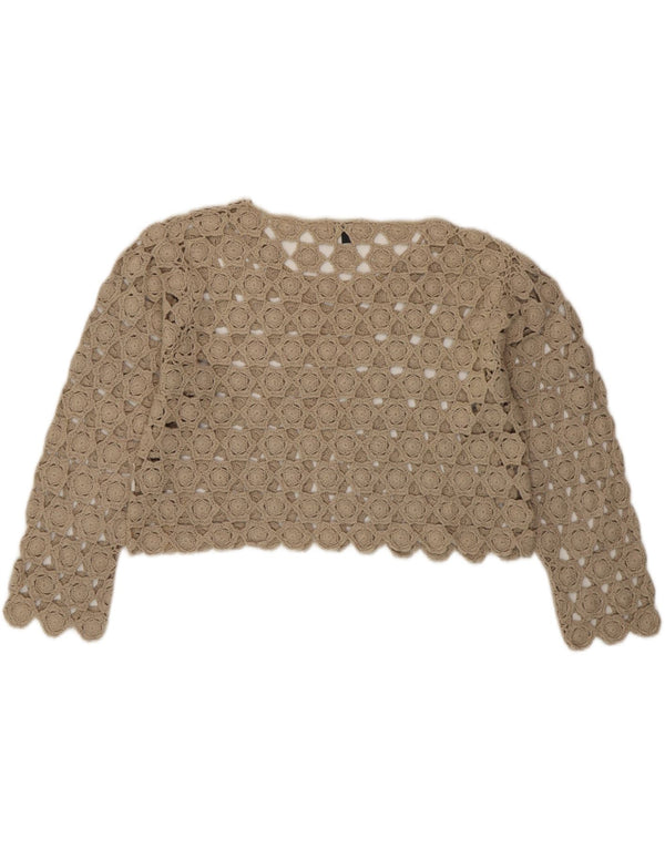 Evidence Top da donna corto in camicetta all'uncinetto con maniche a 3/4 UK 14 Beige medio