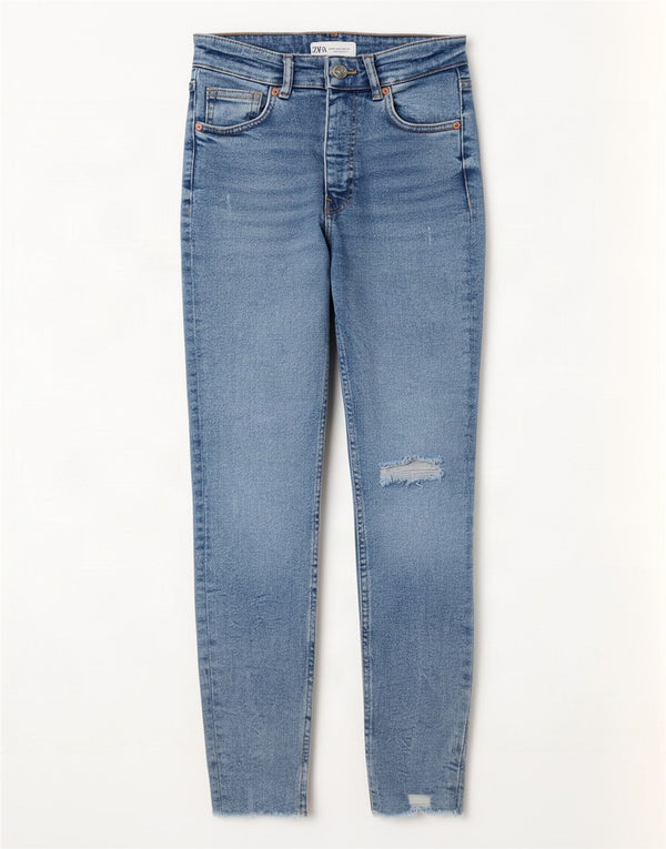 Jeans skinny effetto invecchiato Zara da donna EU 36 XS W26 L27 Blu