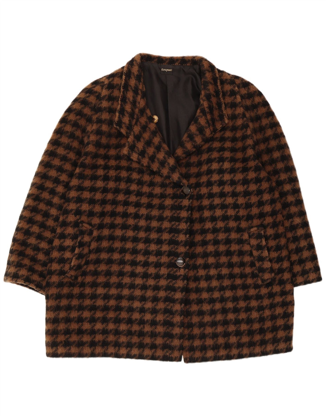 ELENA MIRO Cappotto Oversize Donna IT 43 Pied De Poule Marrone Medio Retro