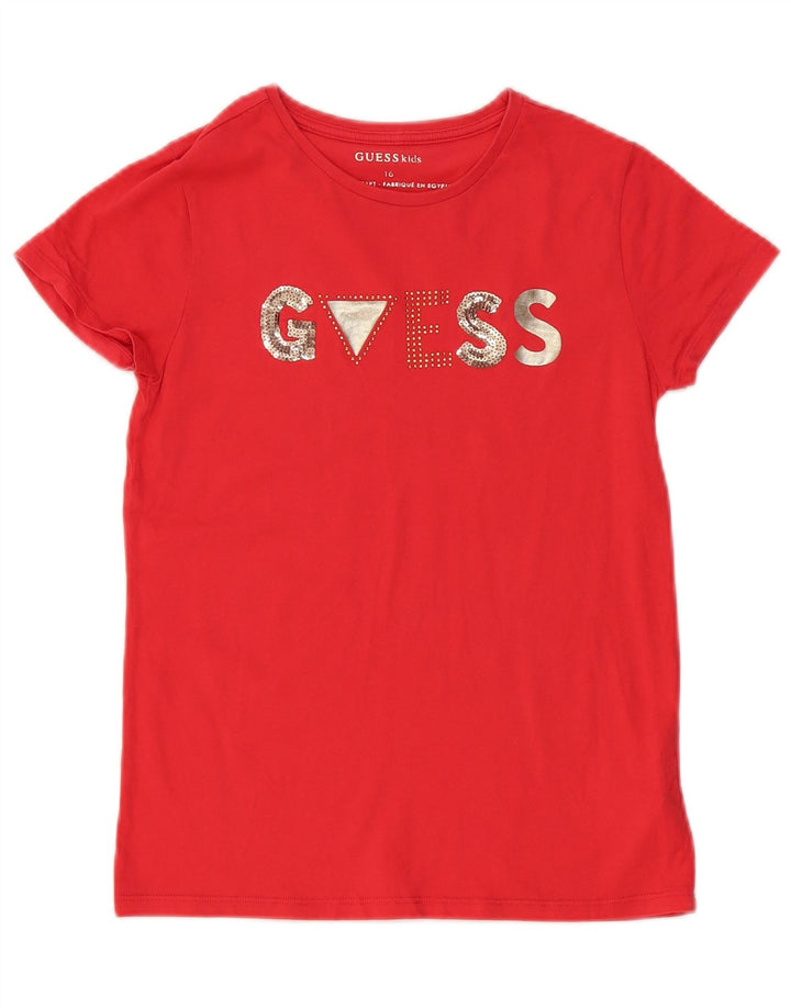 T-shirt grafica GUESS per bambina 15-16 anni rossa in cotone