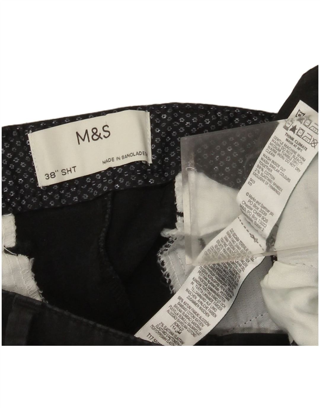 Pantaloncini chino da uomo Marks & Spencer W38 XL cotone nero