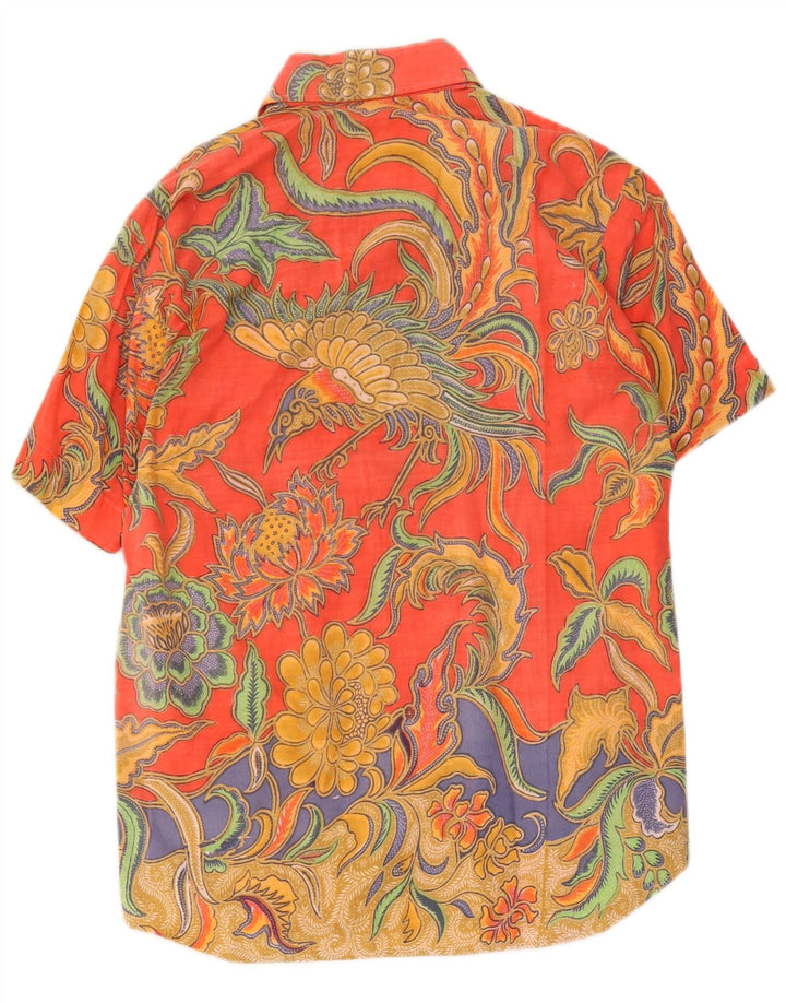 Camicia vintage da uomo a maniche corte floreale multicolore medio