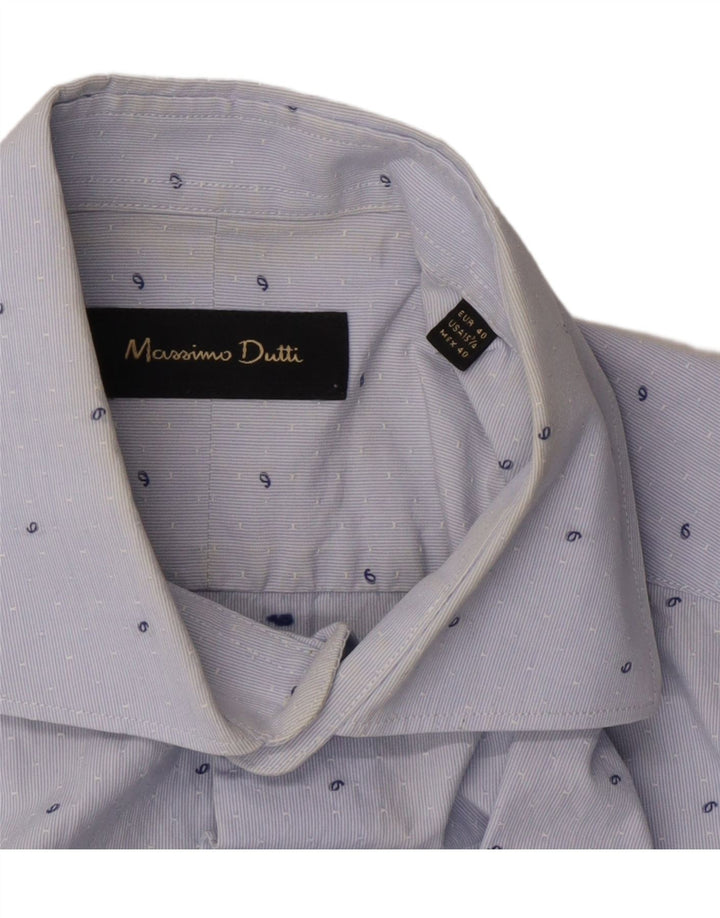 MASSIMO DUTTI Mens Shirt EU 40 15 3/4 Medium Blue Spotted Vintage Massimo Dutti and Second-Hand Massimo Dutti from Messina Hembry 