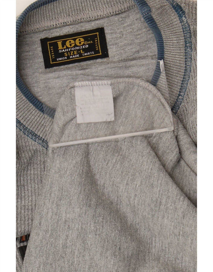 Lee Top grafico da uomo a maniche lunghe in cotone color block grigio grande