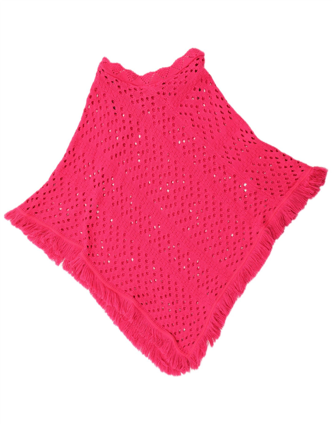 VINTAGE Womens Poncho Jumper UK 10 Small Pink Acrylic