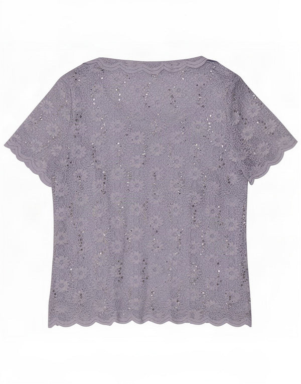 Jacques Vert Camicetta a maniche corte da donna UK 20 2XL Poliammide floreale blu