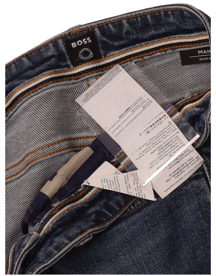 Jeans dritti regolari da uomo Hugo Boss W33 L28 cotone blu