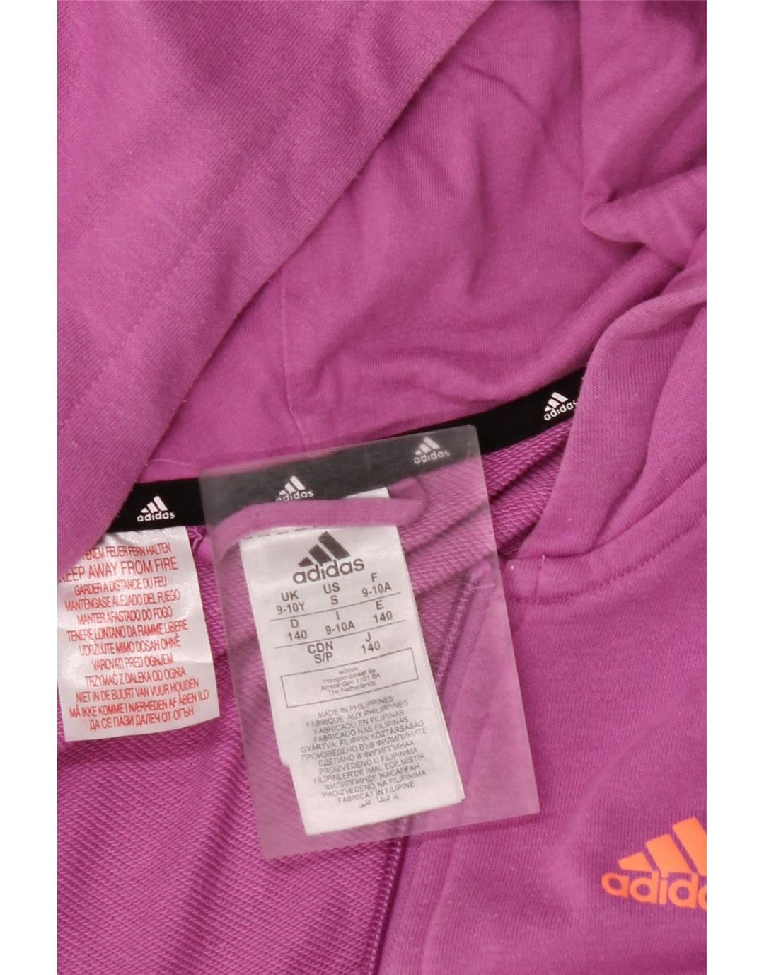 Felpa con cappuccio e zip grafica ADIDAS per ragazze 9-10 anni in cotone viola