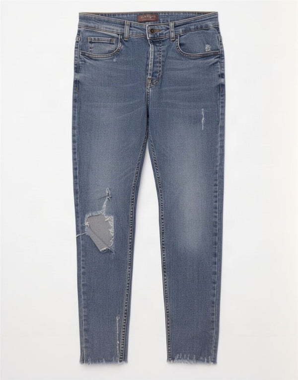 Jeans skinny effetto invecchiato da uomo Zara EU 42 Large W32 L28 Blu
