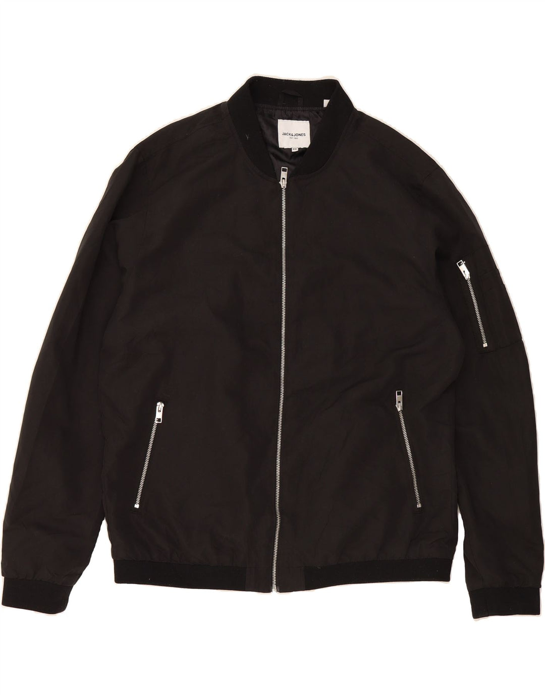 JACK & JONES Mens Bomber Jacket UK 44 2XL Black Vintage Jack & Jones and Second-Hand Jack & Jones from Messina Hembry 