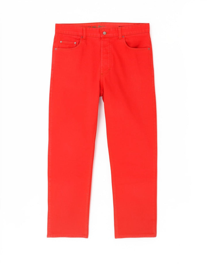Jeans dritti da uomo vintage W36 L31 in cotone rosso