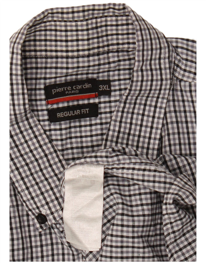Camicia da uomo a maniche corte Regular Fit Pierre Cardin 3XL Poliestere a quadri grigio