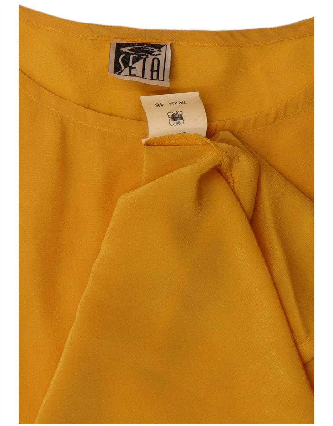 Top camicetta senza maniche vintage da donna IT 48 XL seta gialla