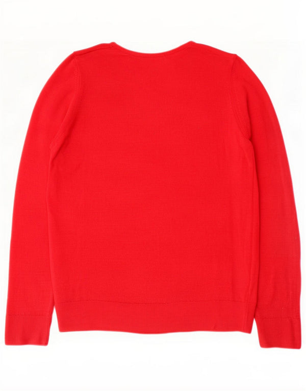 Marks & Spencer maglione da donna con scollo a barchetta UK 14 medio Rosso Lana