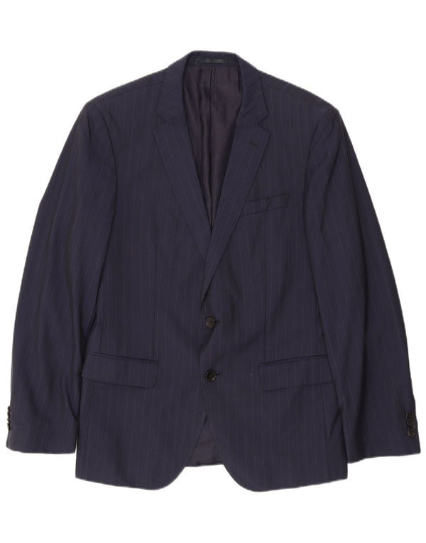 Giacca blazer da uomo a 2 bottoni Hugo Boss EU 50 grande gessato blu navy