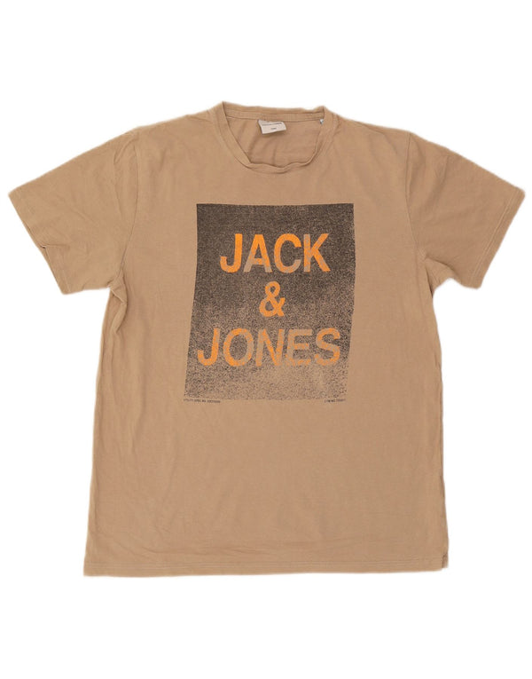 T-shirt grafica da uomo Jack & Jones Top XL in cotone beige