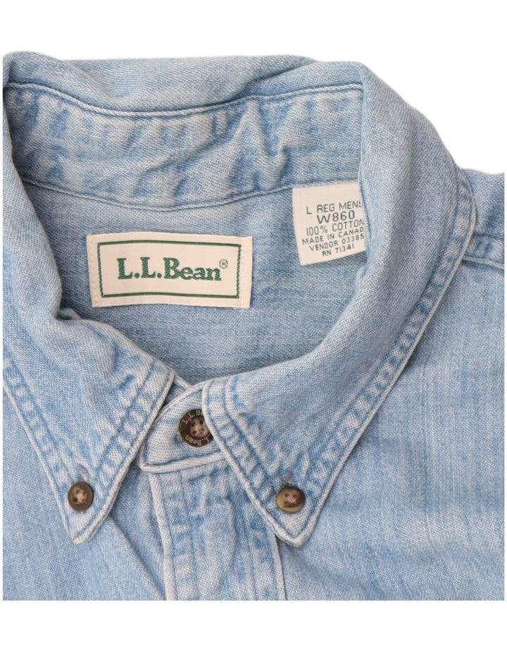 Camicia di jeans da uomo L.L.Bean grande in cotone blu