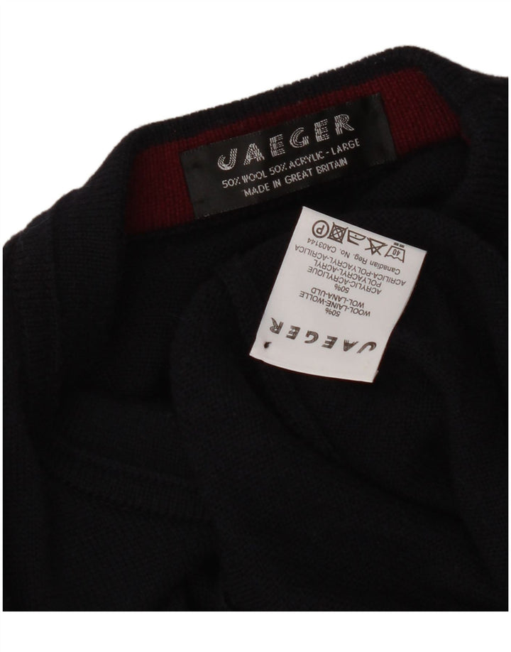 Jaeger Maglione da uomo con grafica girocollo, maglione grande, in lana blu navy