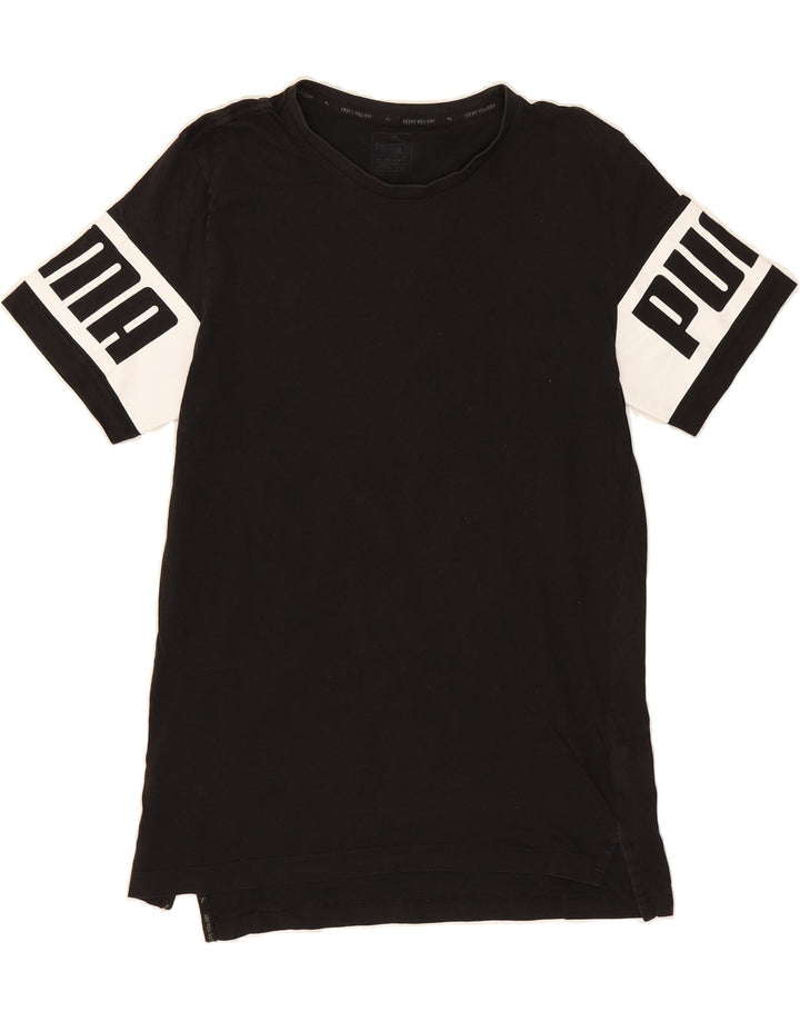 PUMA Mens Graphic T-Shirt Top Medium Black Colourblock Cotton Vintage Puma and Second-Hand Puma from Messina Hembry 