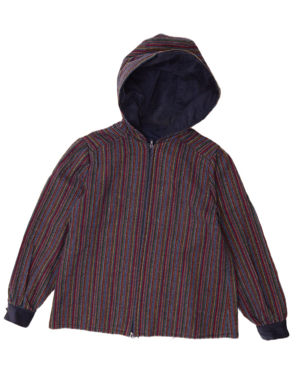 Giubbotto bomber con cappuccio da donna VINTAGE medio a righe multicolore