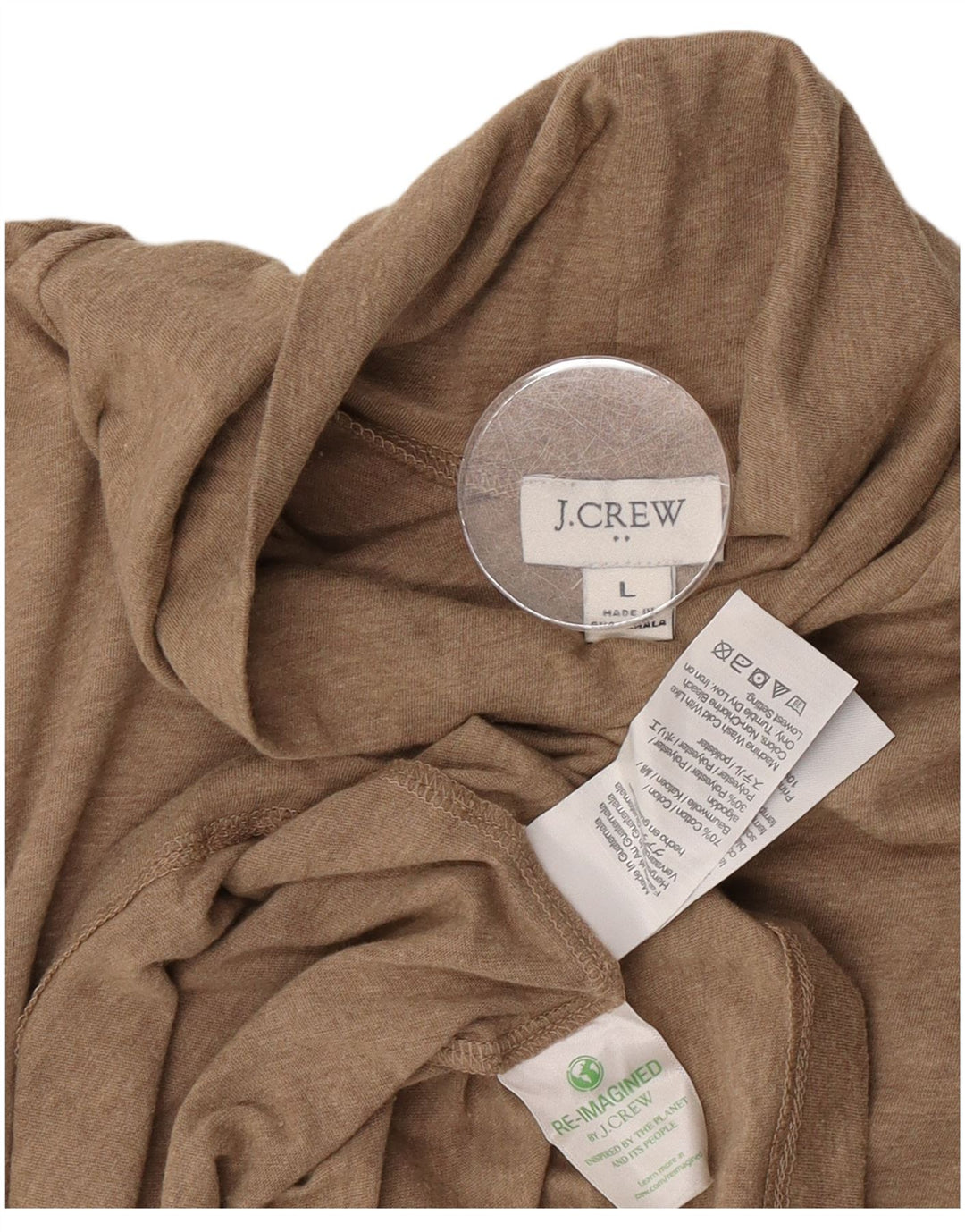 J. Crew Camicetta a collo alto da donna Top UK 14 Large Marrone Cotone