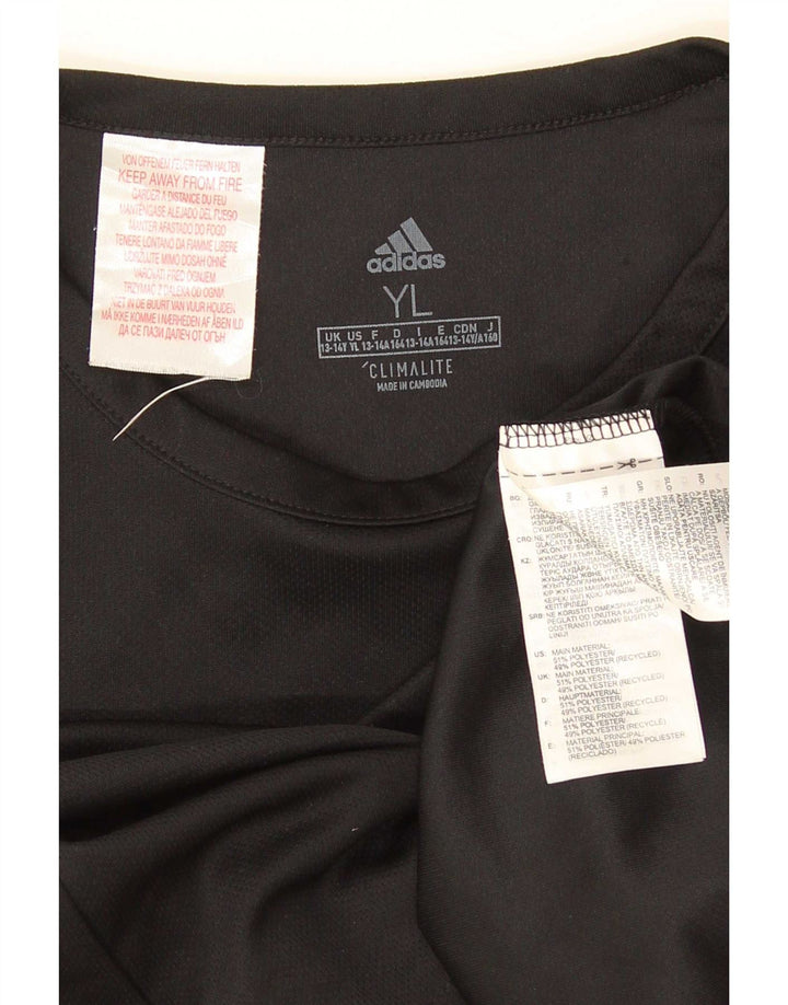 Maglietta Adidas da ragazzo, 13-14 anni, in poliestere color block nero