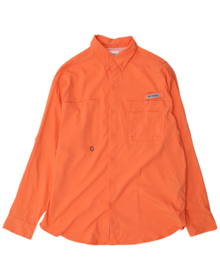 Camicia da uomo Columbia in poliestere arancione medio