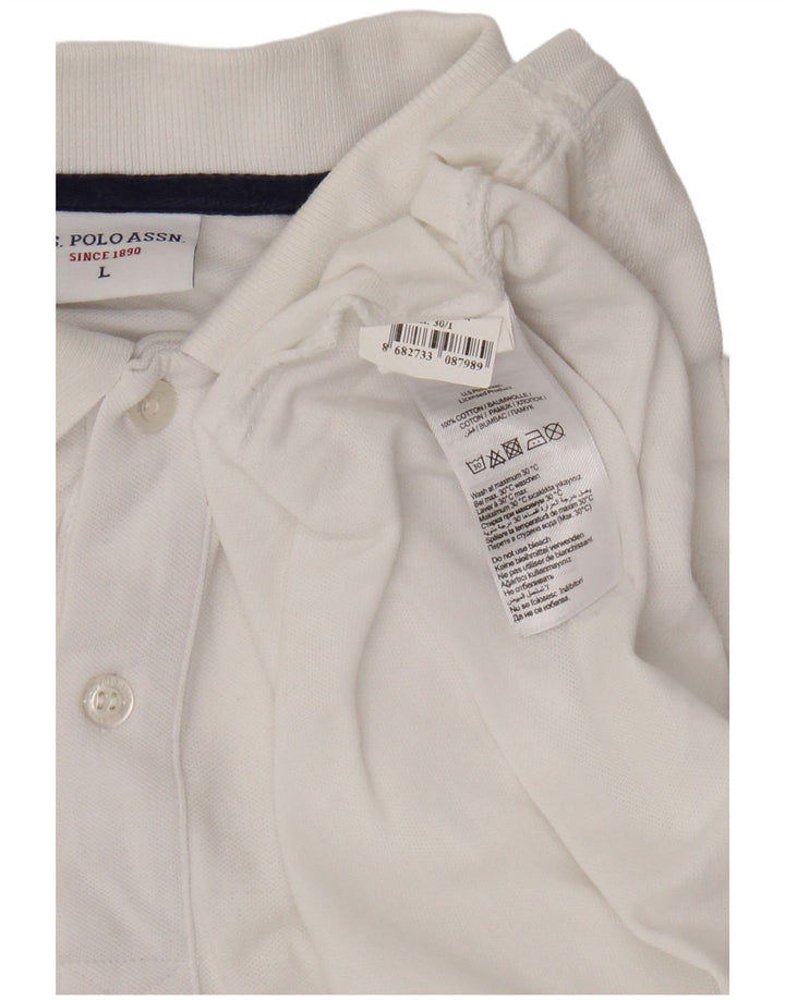 Polo Assn. Camicia da uomo grande in cotone bianco