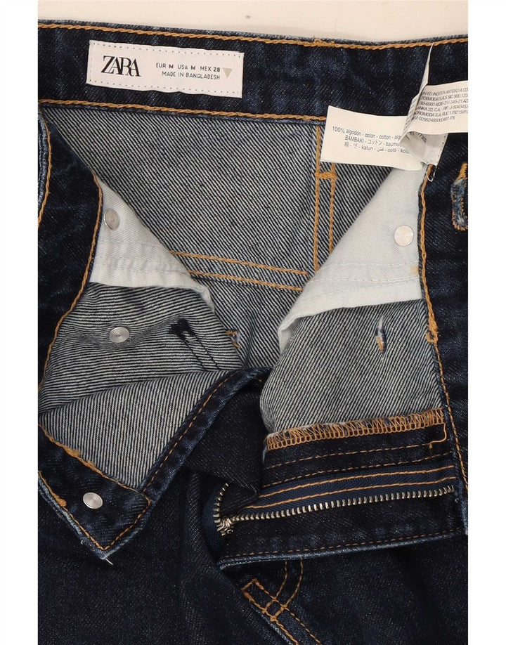 Mini gonna di jeans da donna Zara media W28 in cotone blu navy