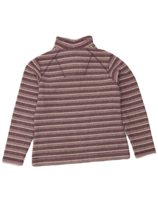 Maglione in pile da donna con collo con zip Weird Fish UK 12 a righe viola medio