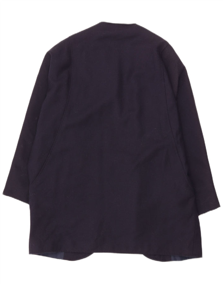 VINTAGE Womens Oversized Open Blazer Jacket UK 20 2XL Navy Blue Wool