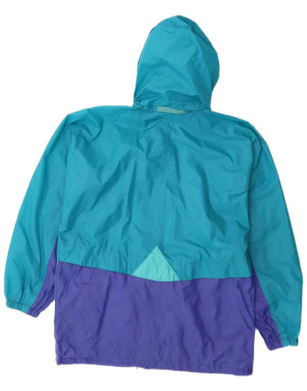 K-WAY Mens Hooded Rain Jacket UK 36 Small Blue Colourblock Polyamide
