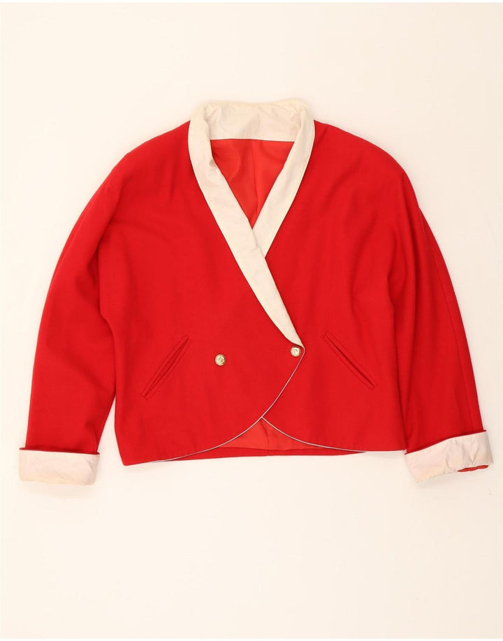 VINTAGE Womens Oversized 3/4 Sleeve Blazer Jacket IT 46 Large Red Vintage Vintage and Second-Hand Vintage from Messina Hembry 