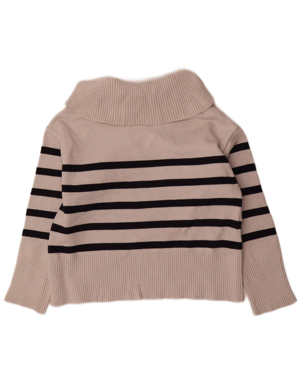 Maglione oversize con collo a polo oversize da donna Zara UK 10 piccolo a righe beige