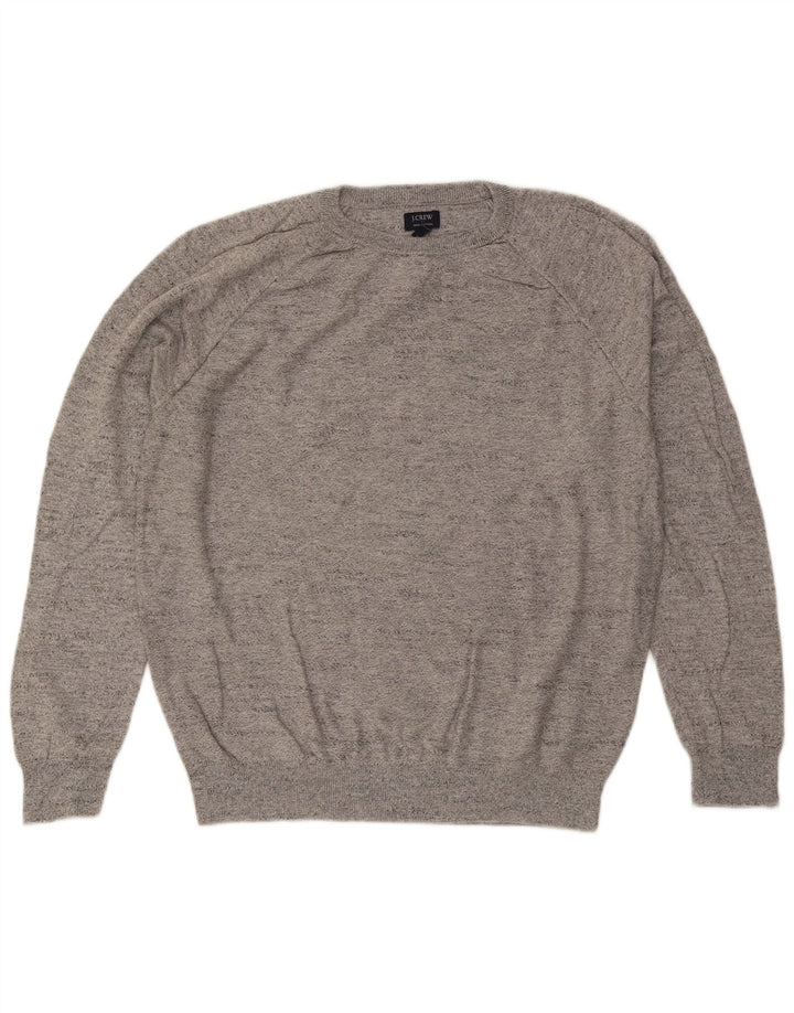 J. Crew Maglione girocollo da uomo in cotone grande grigio screziato