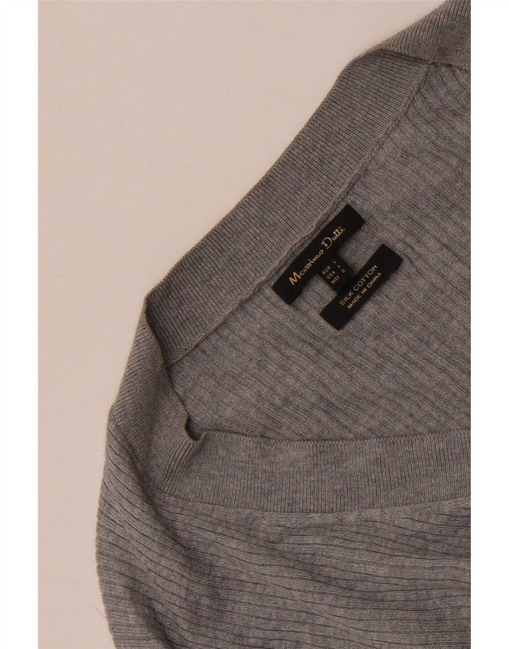 Maglia da donna a maniche lunghe Massimo Dutti UK 14 grande seta grigia