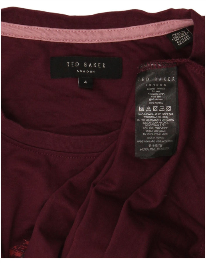 T-shirt grafica da uomo Ted Baker taglia 4 grande in cotone marrone