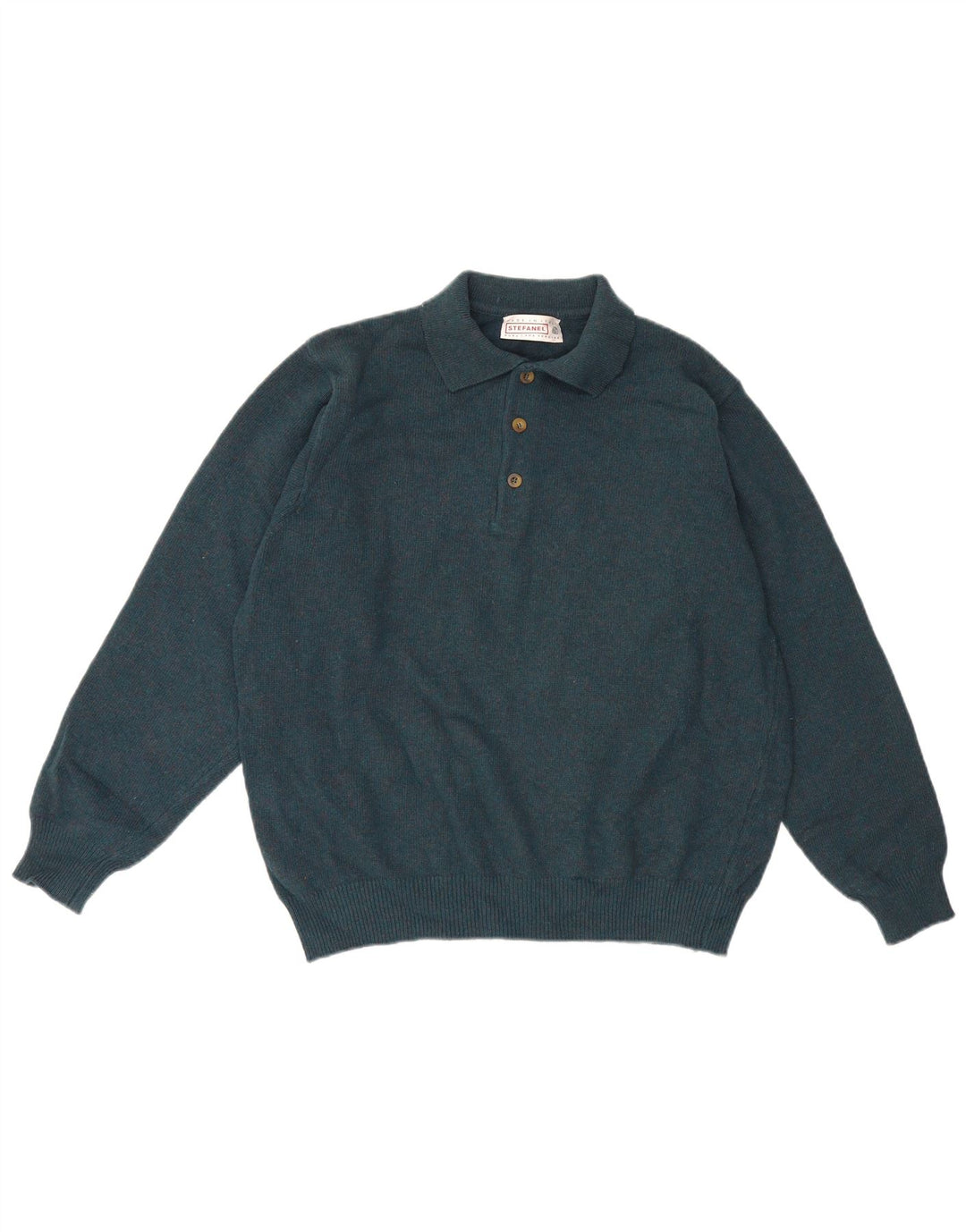Stefanel Maglione da uomo con collo alto, maglione grande, in lana verde