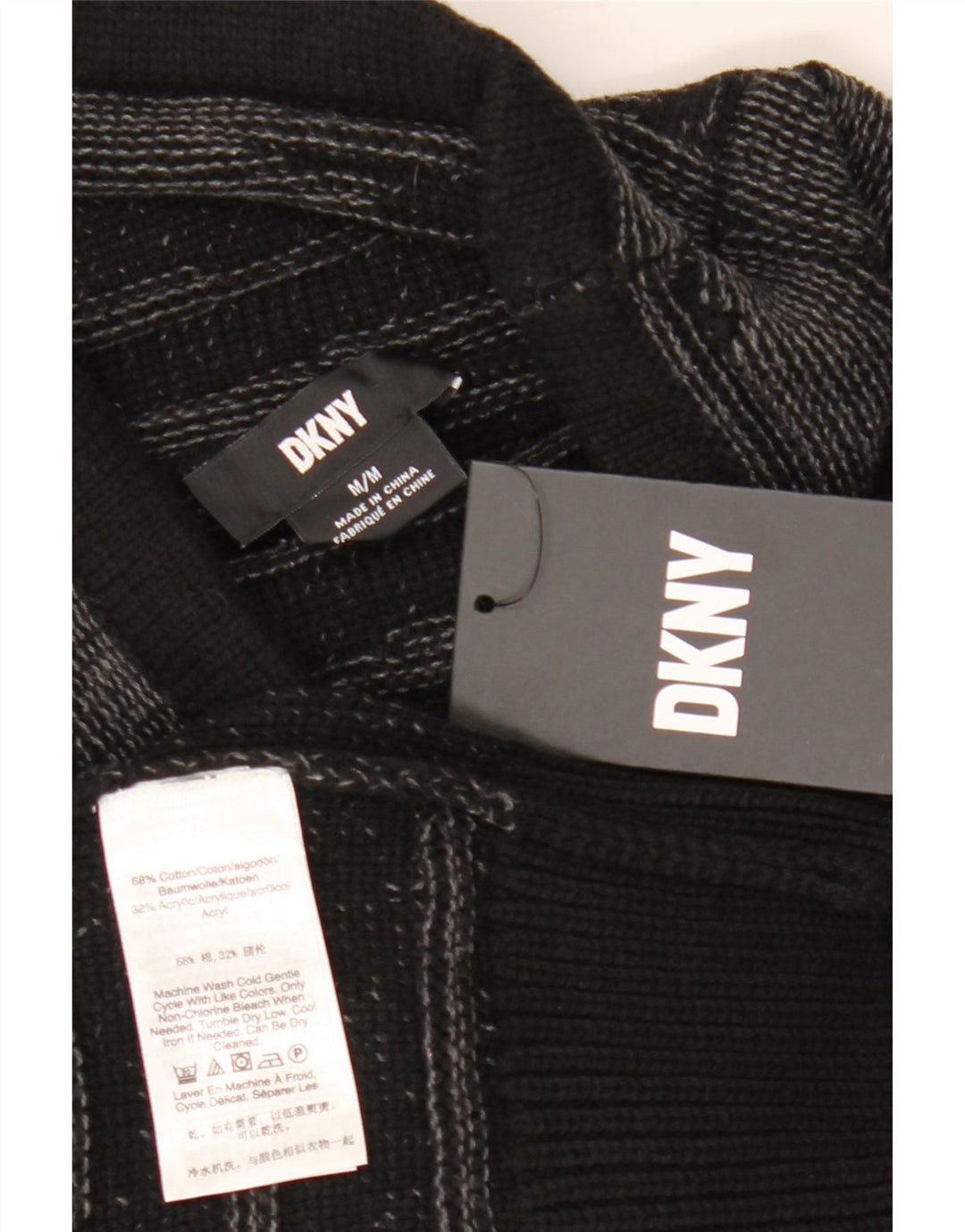Maglione maglione da uomo Dkny a collo alto in cotone a righe nere medie