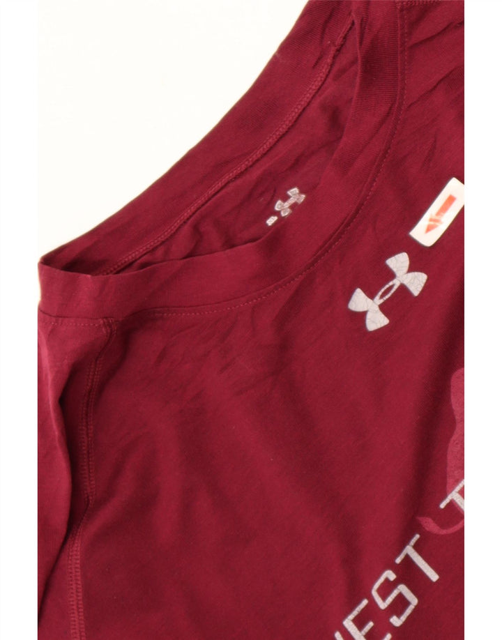 Maglietta grafica da uomo Under Armour manica lunga XL Borgogna poliestere