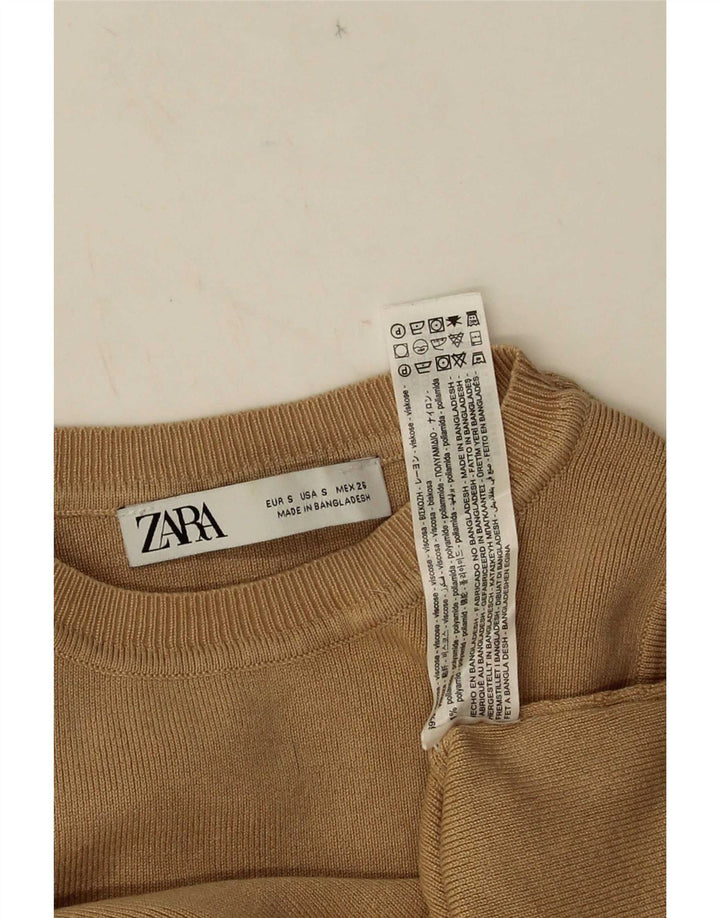 Canotta corta da donna Zara UK 8 piccola in viscosa marrone