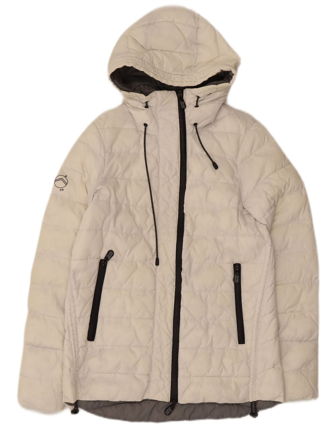 Giacca imbottita con cappuccio da donna Superdry UK 8 Small nylon bianco