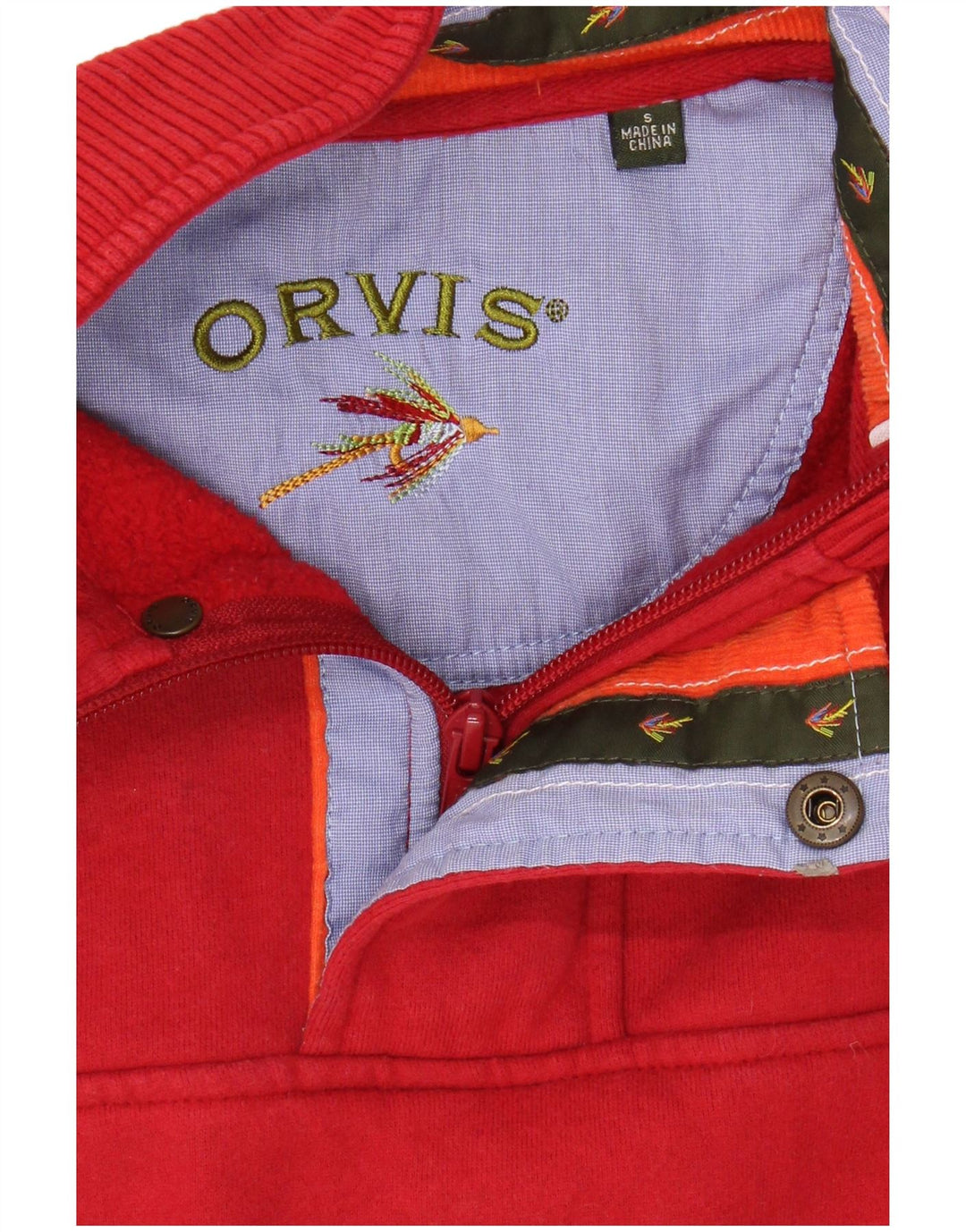 ORVIS Mens Zip Neck Sweatshirt Jumper Small Red Cotton