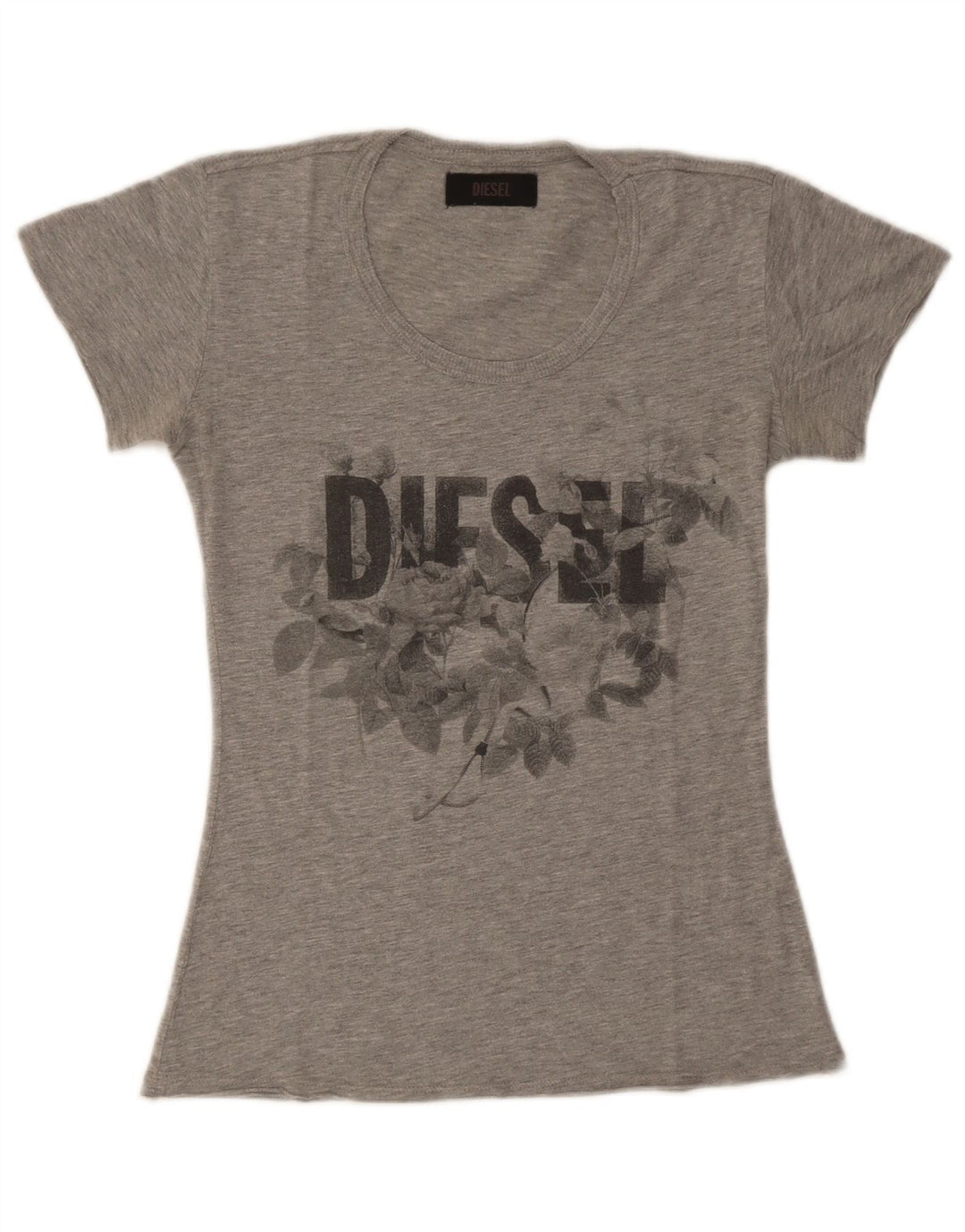 T-shirt grafica da donna Diesel Top UK 8 piccola grigia