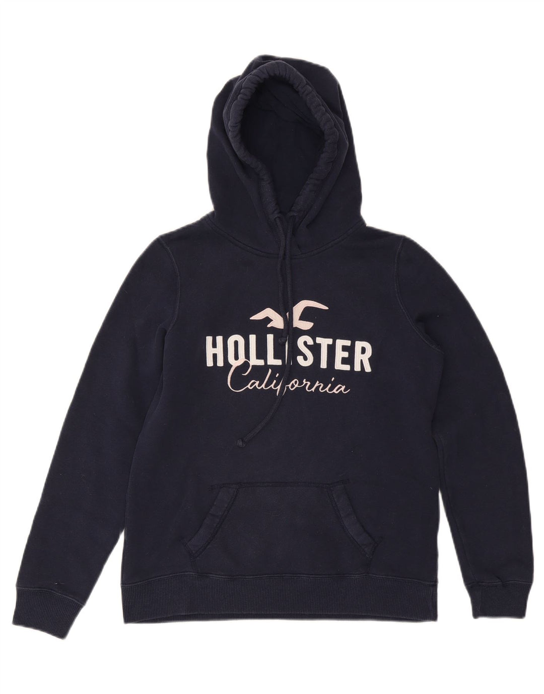 Maglione con cappuccio grafico da donna HOLLISTER UK 14 cotone medio blu navy